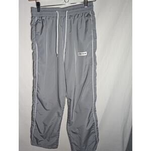 Future Value Mens Gray Nylon Windbreaker Track Pants Sz S Drawstring